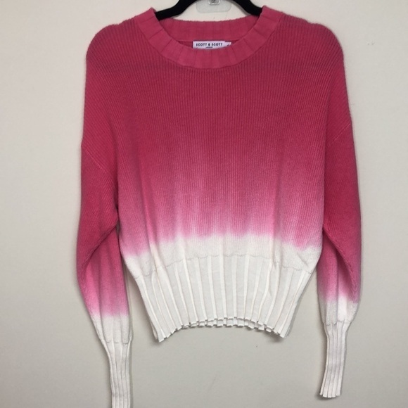 SCOTT & SCOTT LONDON Pink White Ombré Sweater Large - Picture 2 of 7